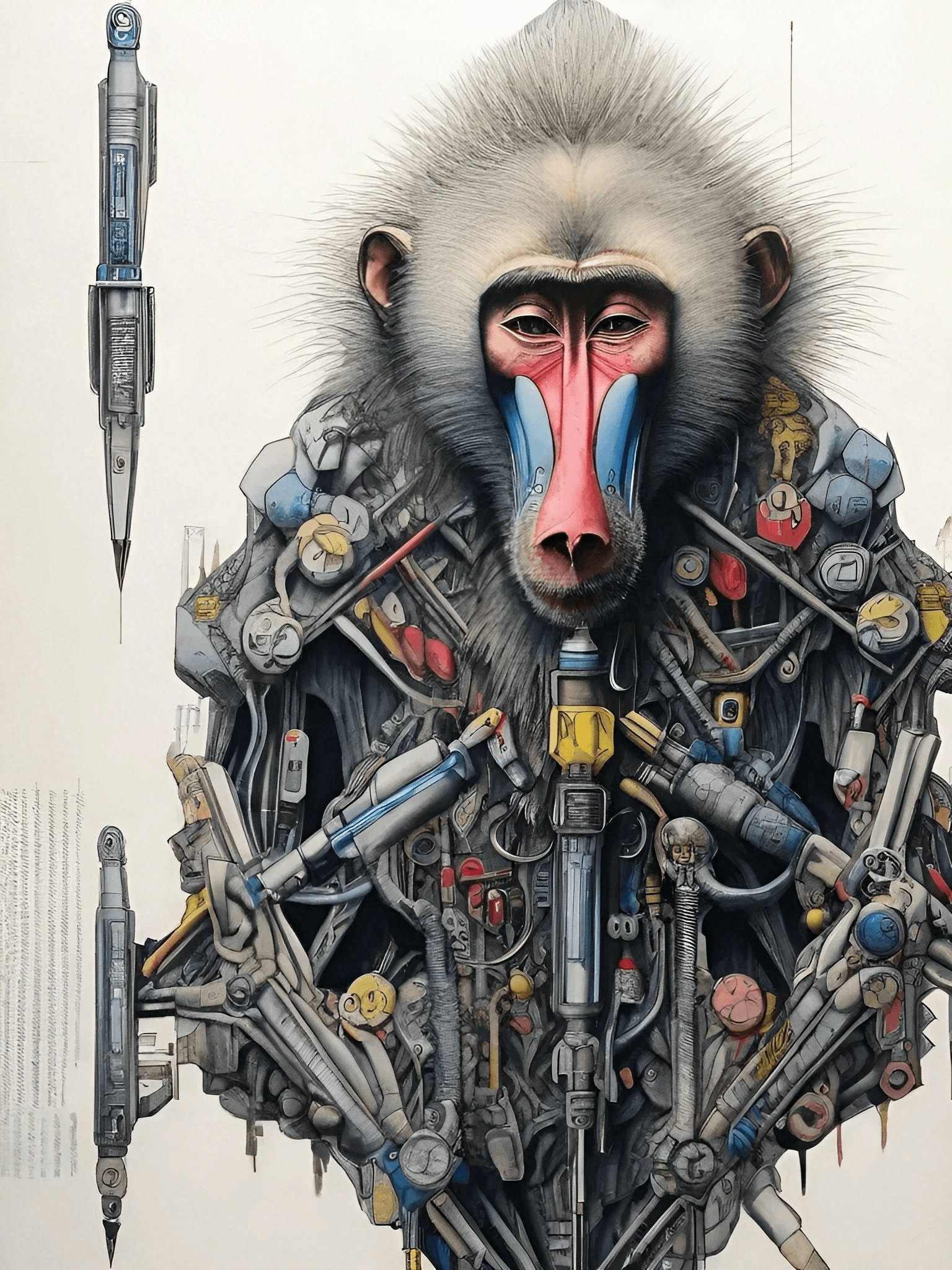 Enchanting Biomechanical Baboon Fantasy Art 1 Bio-Baboon-Pastel-fa-1