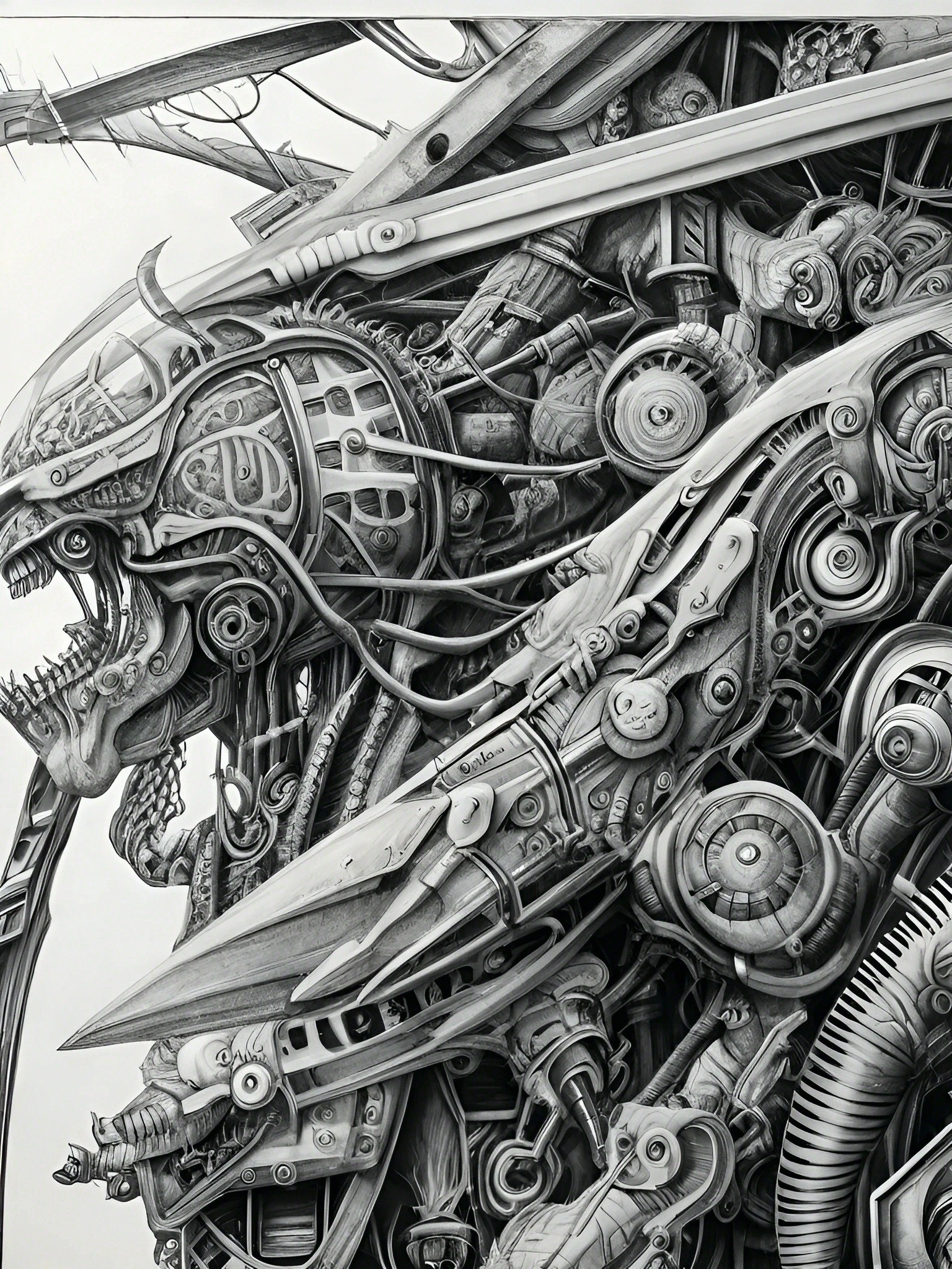 Elegant Biomechanical Titan Fantasy Art 1 Bio-Titan-BW-FA-1
