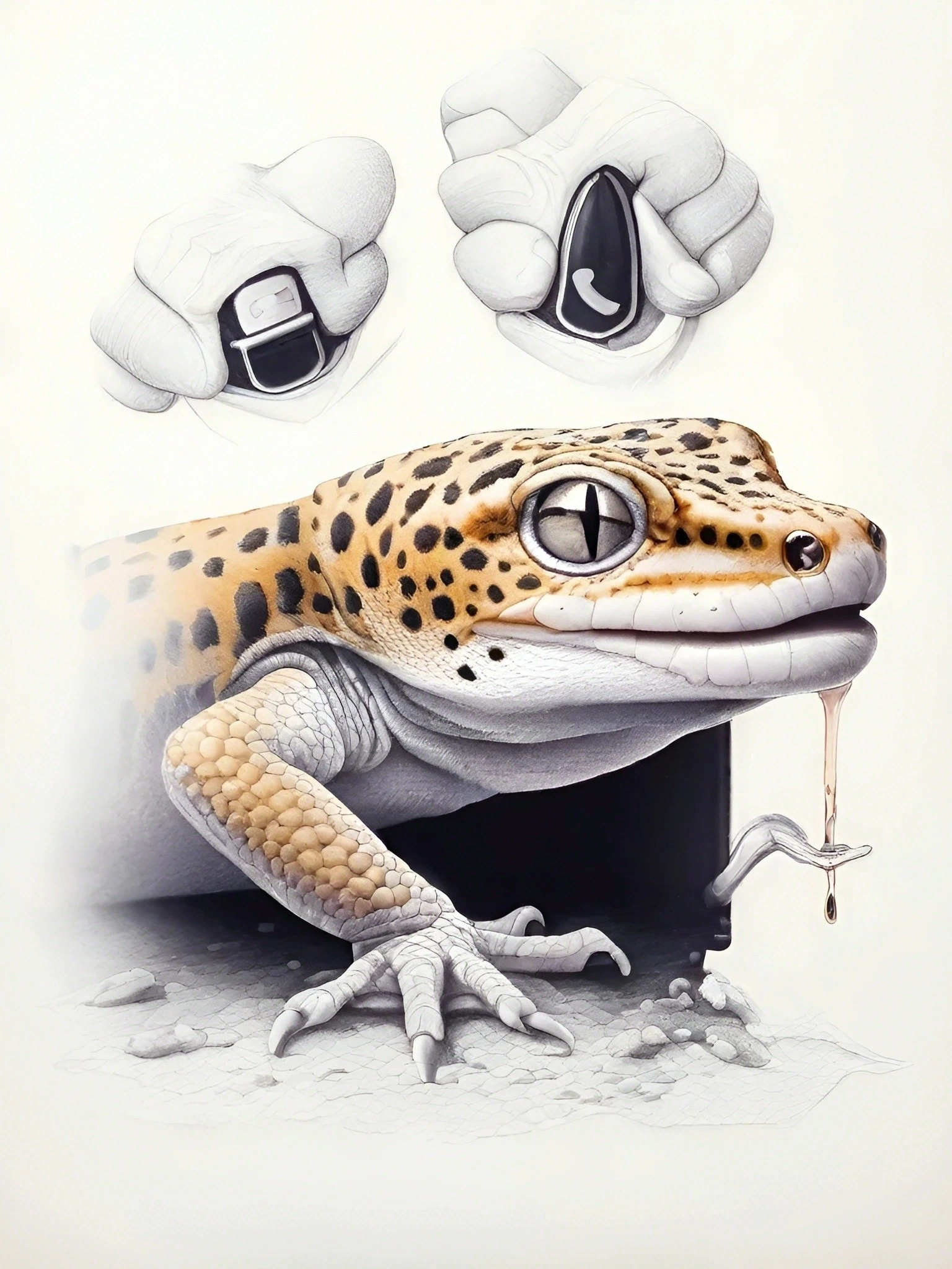 Vibrant Leopard gecko Pencil and Ink Art 1 Leopard-gecko-LA-1