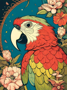 Majestic Retro Parrot Art 2 Parrot Art-Retro-1