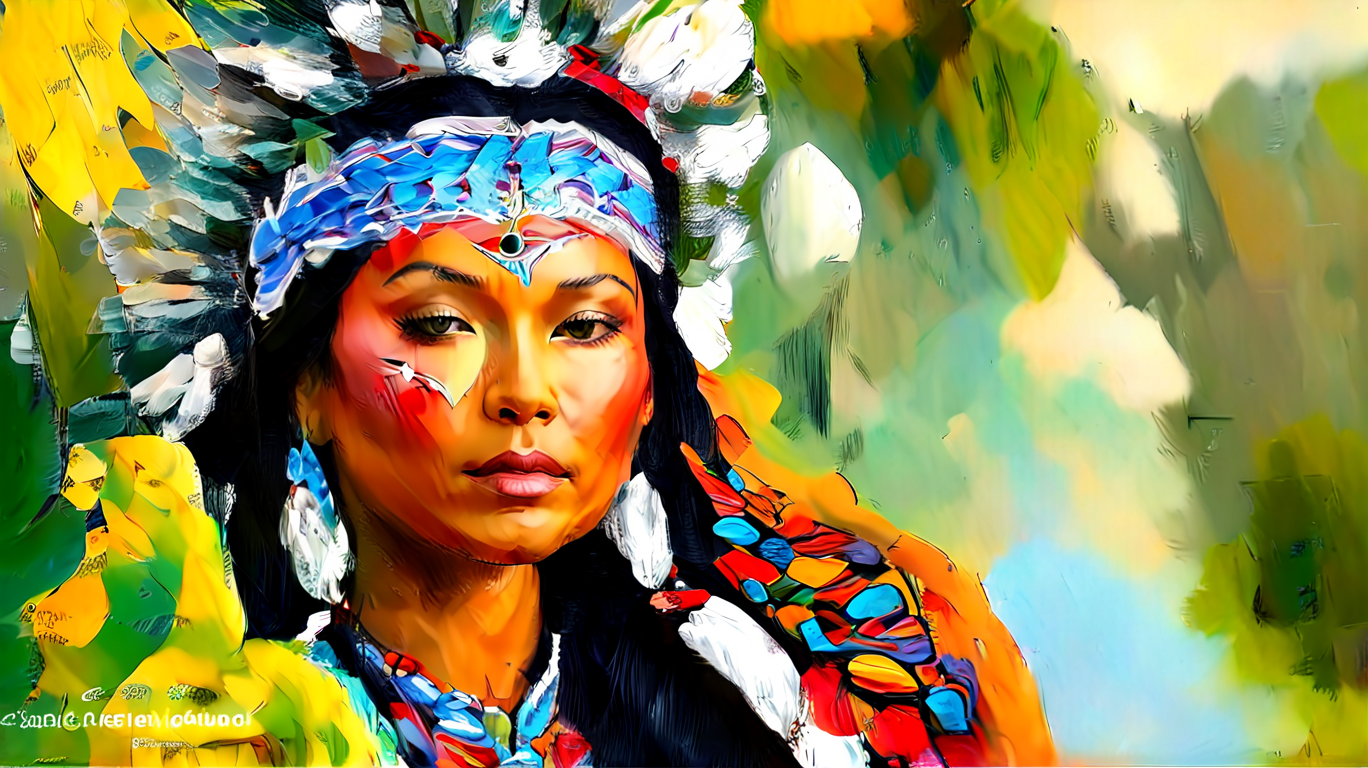 Mystical Cheroke Woman Oil Painting Art 1 cheroke-woman-HD-1
